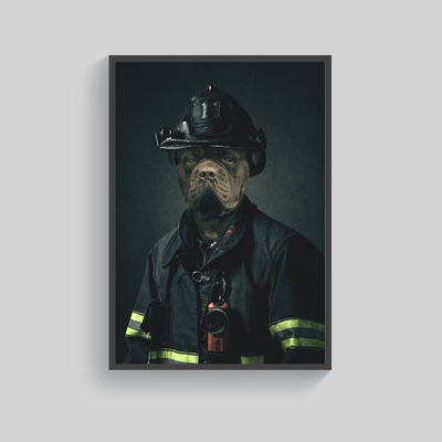 Superr Pets Custom Pet Portraits Black / A4 / Framed The Firefighter | Custom Pet Portraits