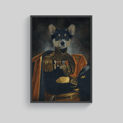 Superr Pets Custom Pet Portraits Black / A4 / Framed The General Of All Land | Custom Pet Portraits