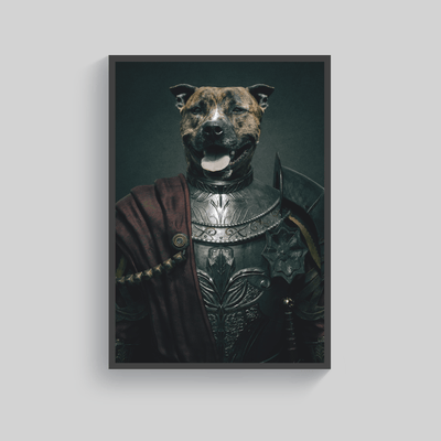 Superr Pets Custom Pet Portraits Black / A4 / Framed The Noble Warrior | Custom Pet Portraits