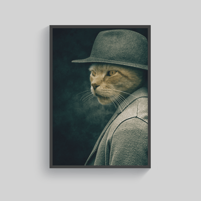 Superr Pets Custom Pet Portraits Black / A4 / Framed The Spy | Custom Pet Portraits