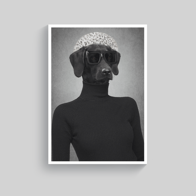 Superr Pets Custom Pet Portraits White / A4 / Framed Hottie Socialite | Custom Pet Portraits