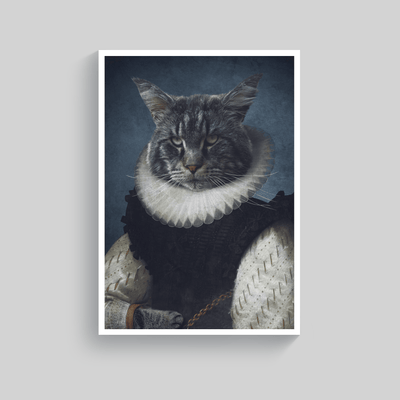 Superr Pets Custom Pet Portraits White / A4 / Framed The Baron | Custom Pet Portraits