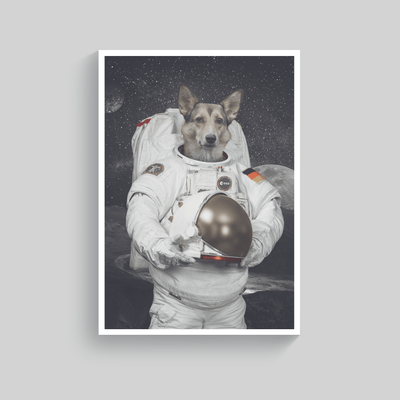 Superr Pets Custom Pet Portraits White / A4 / Framed The Cosmonaut | Custom Pet Portraits