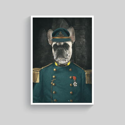 Superr Pets Custom Pet Portraits White / A4 / Framed The Crazy Colonel | Custom Pet Portraits