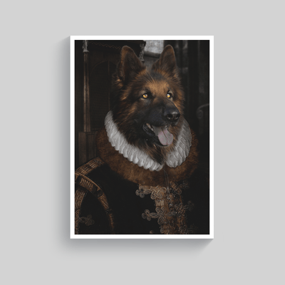 Superr Pets Custom Pet Portraits White / A4 / Framed The Duke | Custom Pet Portraits