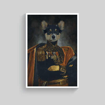 Superr Pets Custom Pet Portraits White / A4 / Framed The General Of All Land | Custom Pet Portraits
