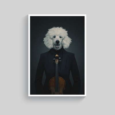 Superr Pets Custom Pet Portraits White / A4 / Framed The Musical Maestro | Custom Pet Portraits