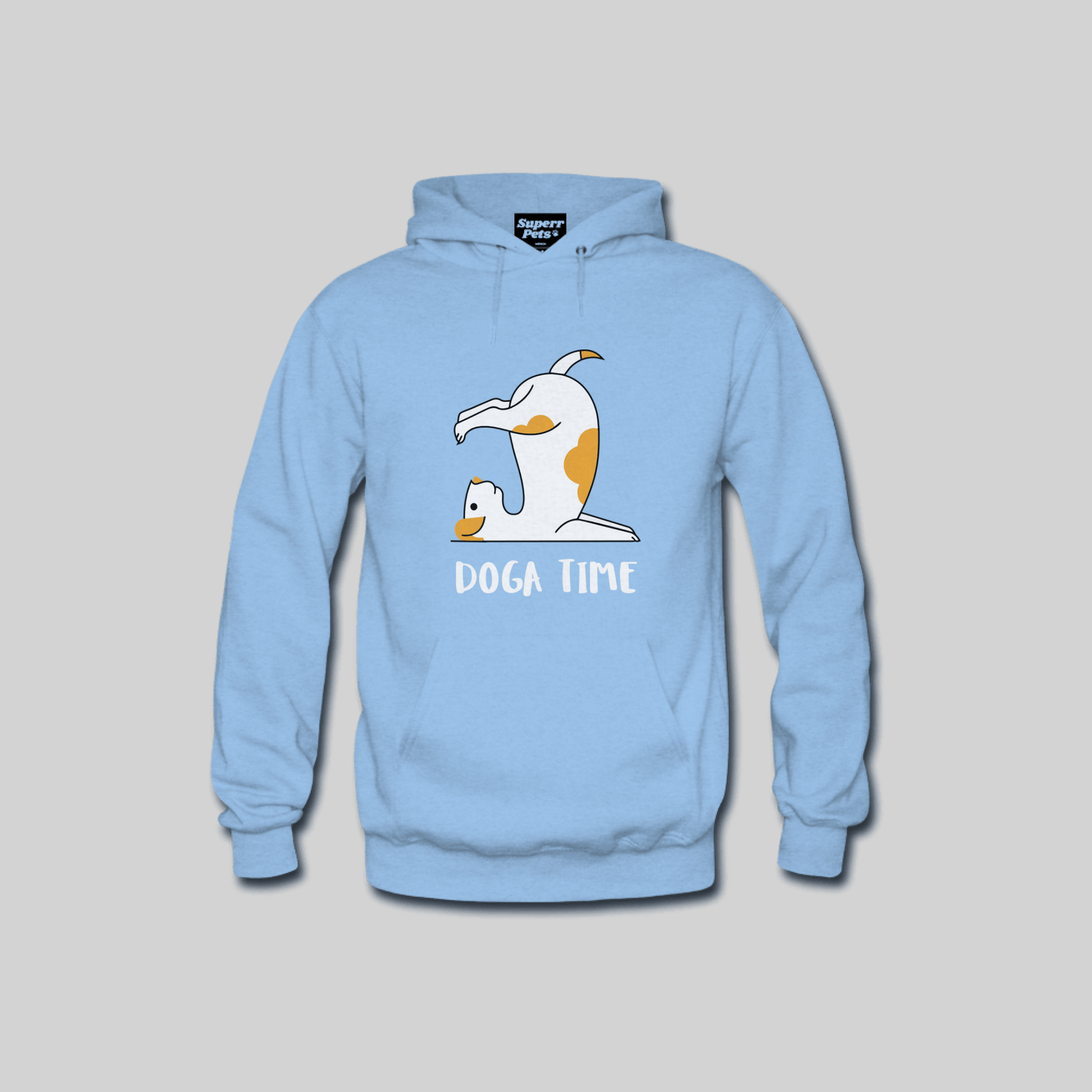 Superr Pets Hooded Sweatshirt Hooded Sweatshirt / Baby Blue / S Doga Time | Hooded Sweatshirt