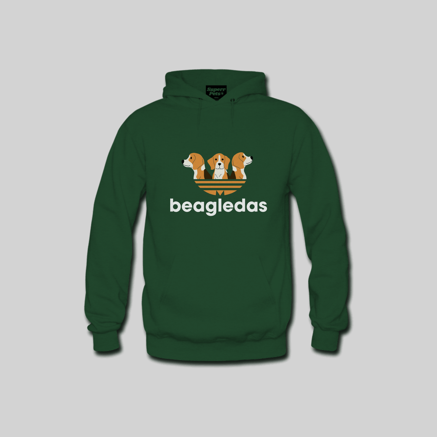 Superr Pets Hooded Sweatshirt Hooded Sweatshirt / Bottle Green / S Beagledas | Hooded Sweatshirt