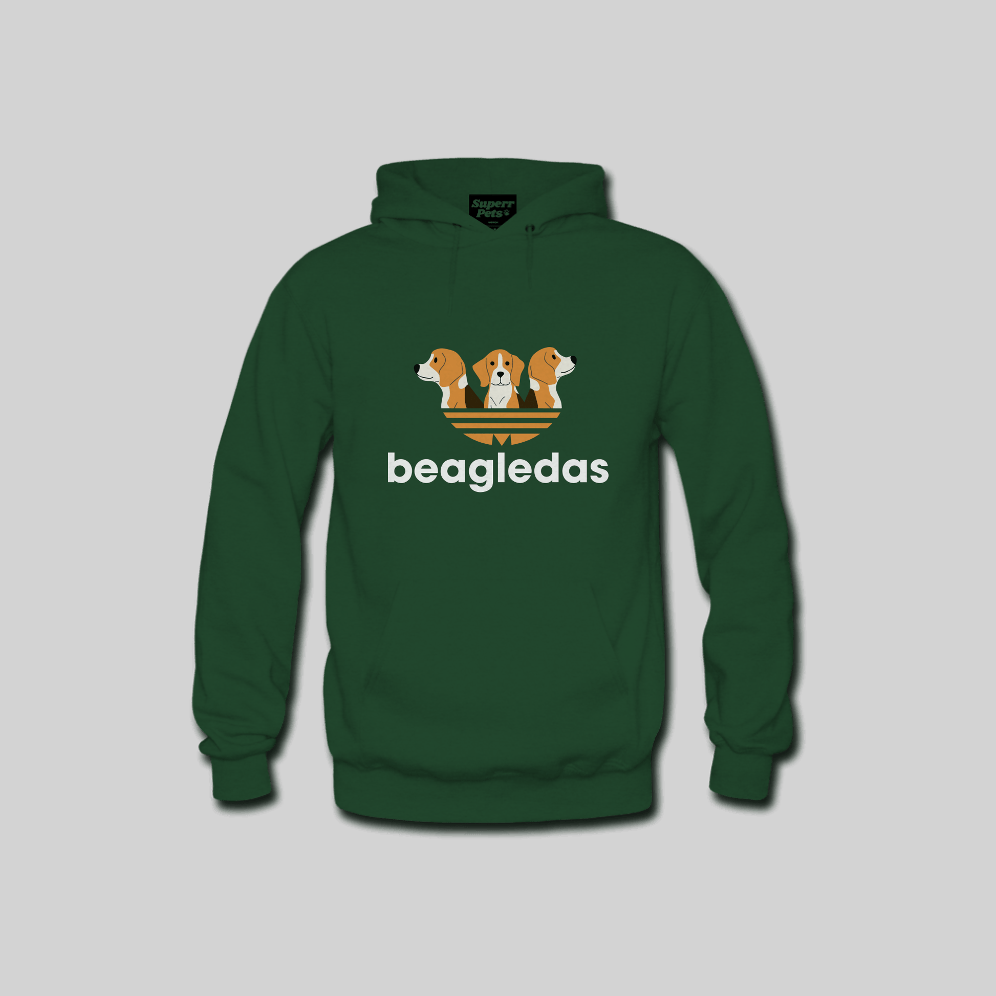 Superr Pets Hooded Sweatshirt Hooded Sweatshirt / Bottle Green / S Beagledas | Hooded Sweatshirt