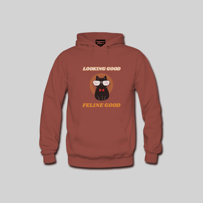 Superr Pets Hooded Sweatshirt Hooded Sweatshirt / Coral / S Looking Good Feline Good | Hooded Sweatshirt