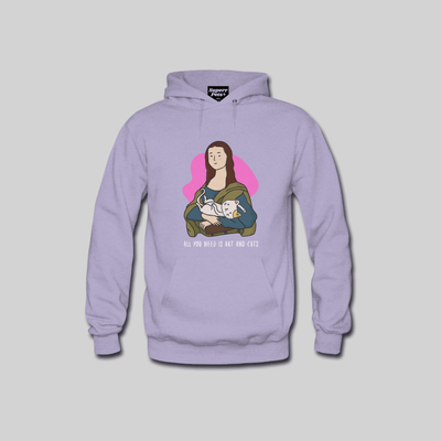 Superr Pets Hooded Sweatshirt Hooded Sweatshirt / Lavender / S All You Need Is Art And Cats | Hooded Sweatshirt