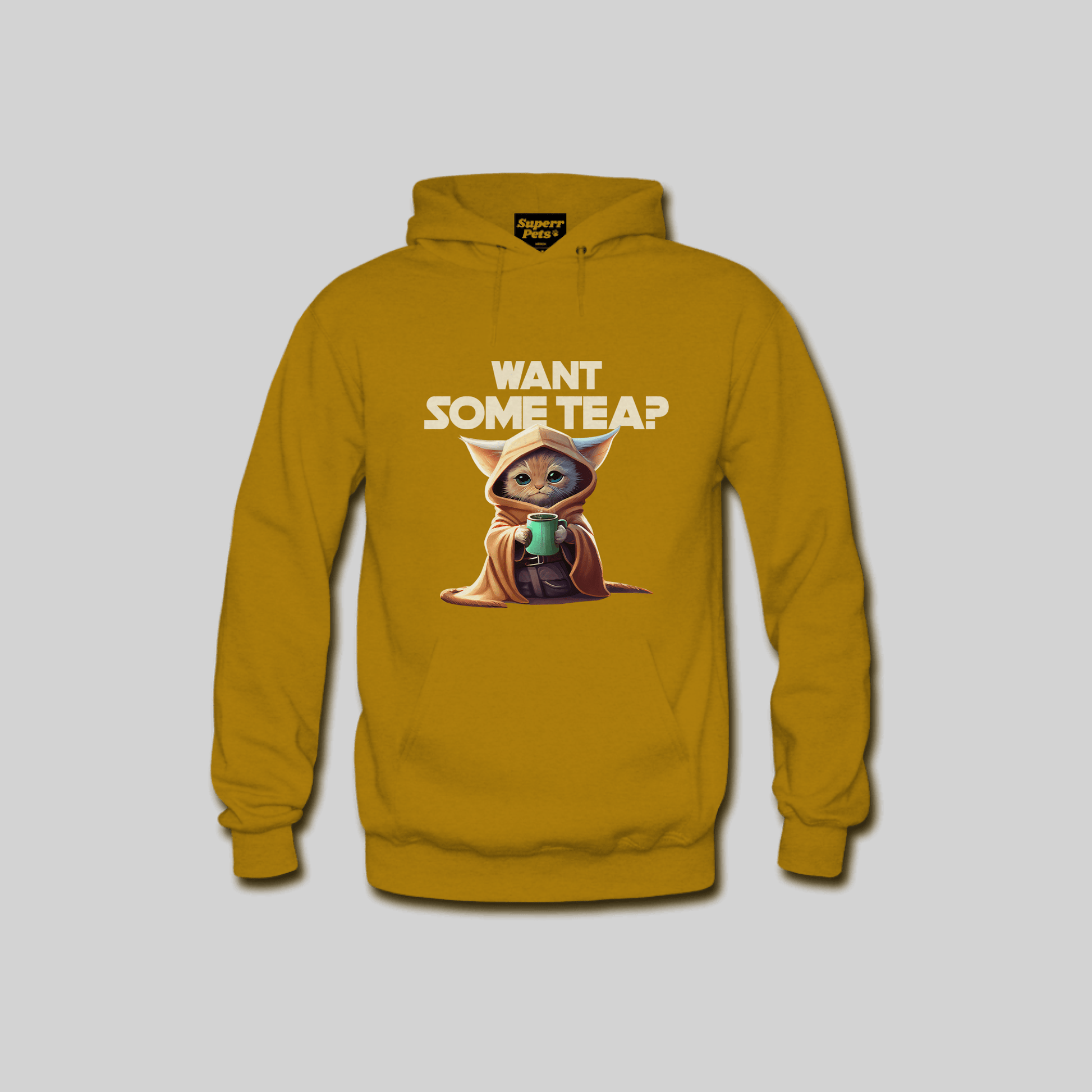 Superr Pets Hooded Sweatshirt Hooded Sweatshirt / Mustard Yellow / M Want Some Tea | Hooded Sweatshirt