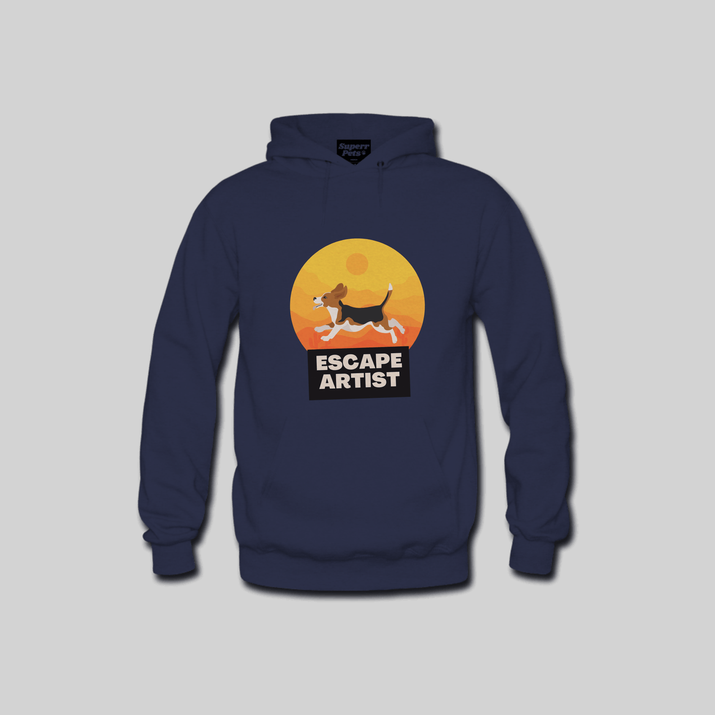 Superr Pets Hooded Sweatshirt Hooded Sweatshirt / Navy Blue / S Escape Artist | Hooded Sweatshirt