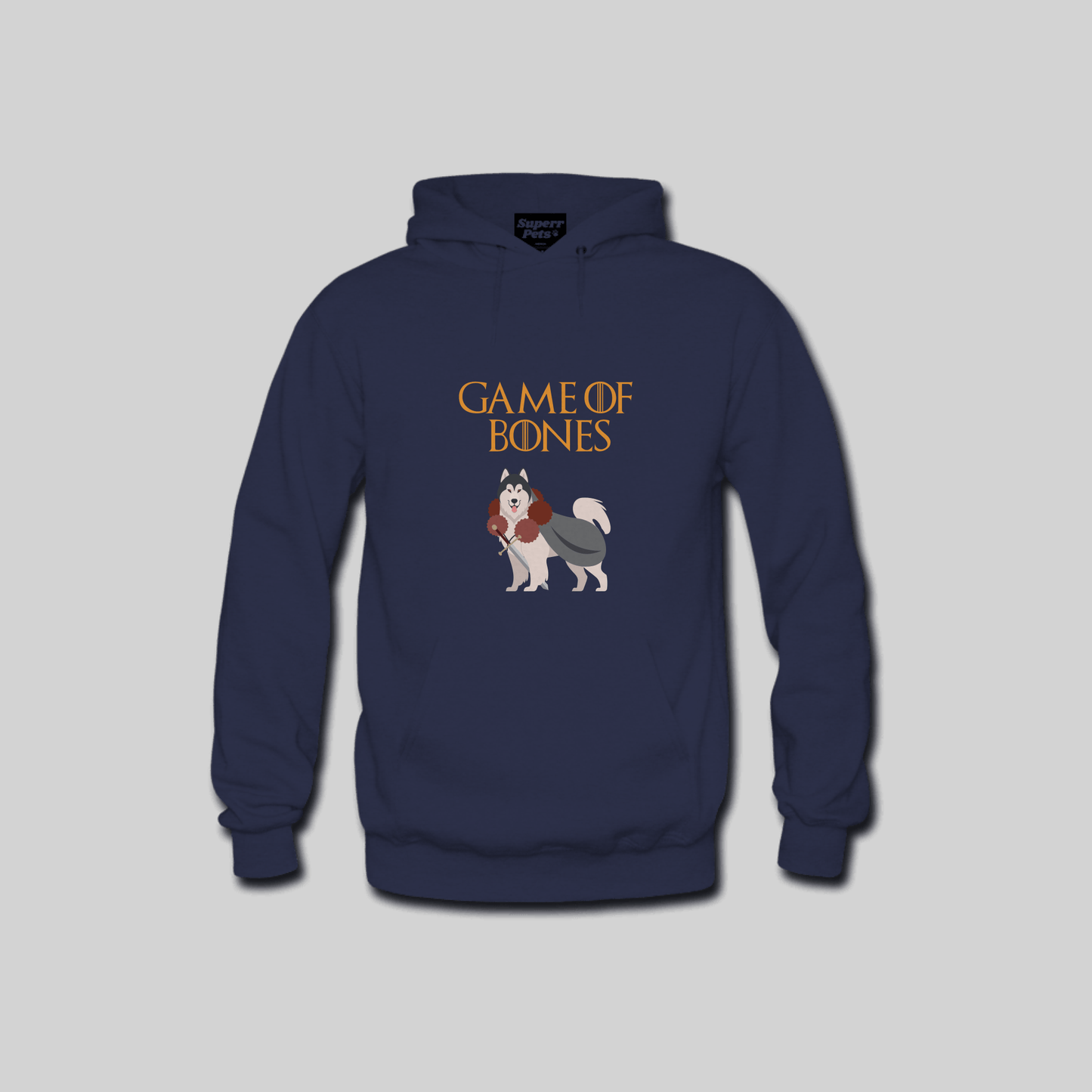 Superr Pets Hooded Sweatshirt Hooded Sweatshirt / Navy Blue / S Game of Bones | Hooded Sweatshirt