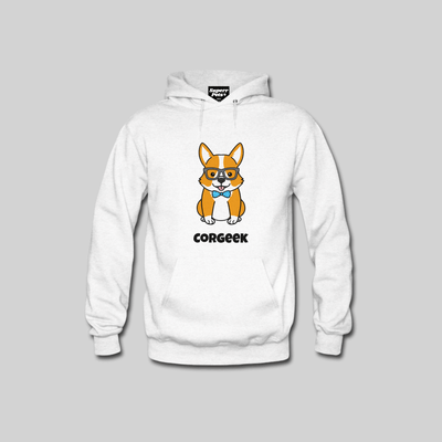 Superr Pets Hooded Sweatshirt Hooded Sweatshirt / White / S Corgeek | Hooded Sweatshirt