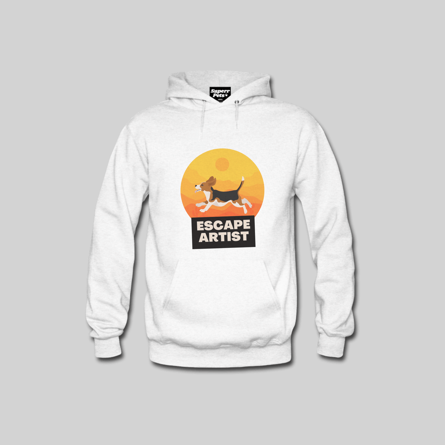 Superr Pets Hooded Sweatshirt Hooded Sweatshirt / White / S Escape Artist | Hooded Sweatshirt