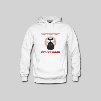 Superr Pets Hooded Sweatshirt Hooded Sweatshirt / White / S Looking Good Feline Good | Hooded Sweatshirt