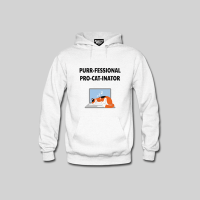 Superr Pets Hooded Sweatshirt Hooded Sweatshirt / White / S Purrfessional Procrastinator | Hooded Sweatshirt