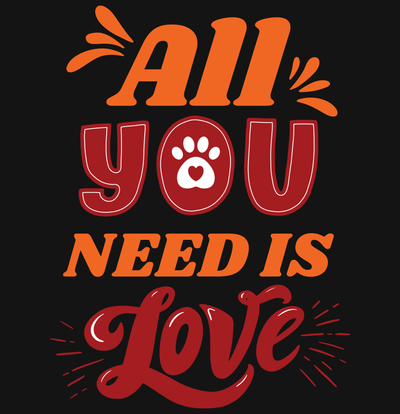 Superr Pets Longline Curved T-Shirt All You Need Is Love | Longline Curved T-Shirt