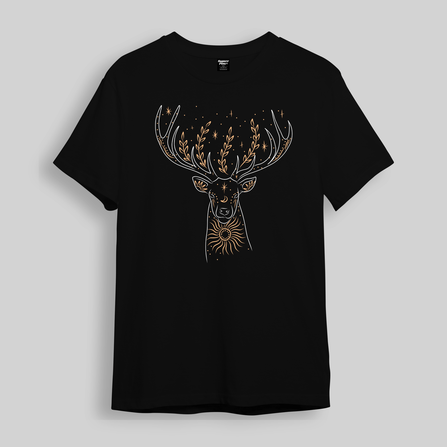 Superr Pets Longline Curved T-Shirt Longline Curved T-Shirt / Black / S Deer | Longline Curved T-Shirt