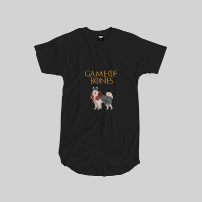 Superr Pets Longline Curved T-Shirt Longline Curved T-Shirt / Black / S Game Of Bones | Longline Curved T-Shirt
