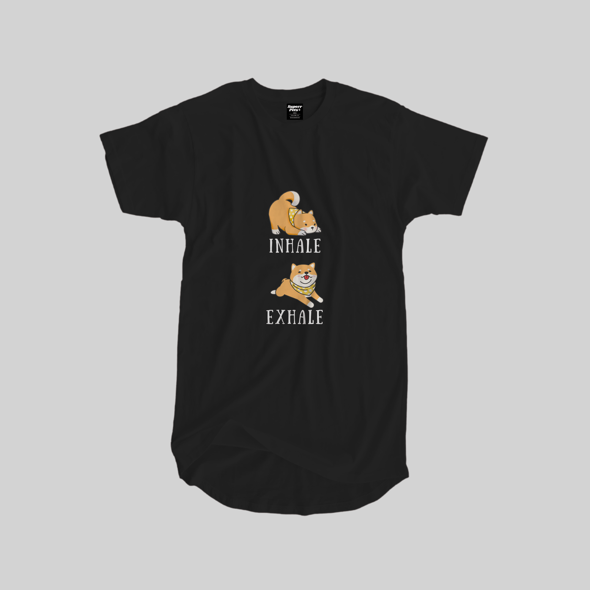 Superr Pets Longline Curved T-Shirt Longline Curved T-Shirt / Black / S Zen Pup | Longline Curved T-Shirt