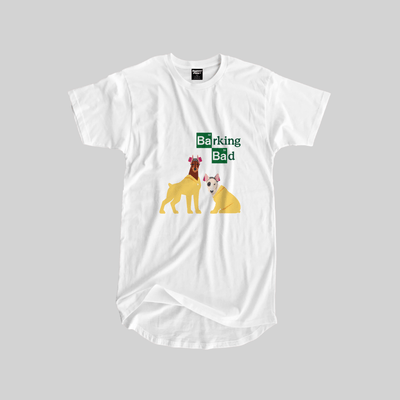 Superr Pets Longline Curved T-Shirt Longline Curved T-Shirt / White / S Barking Bad | Longline Curved T-Shirt