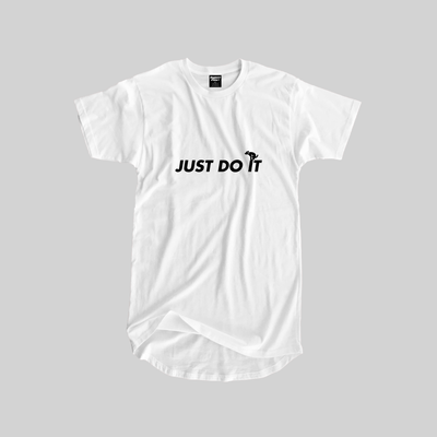 Superr Pets Longline Curved T-Shirt Longline Curved T-Shirt / White / S Just Do It | Longline Curved T-Shirt