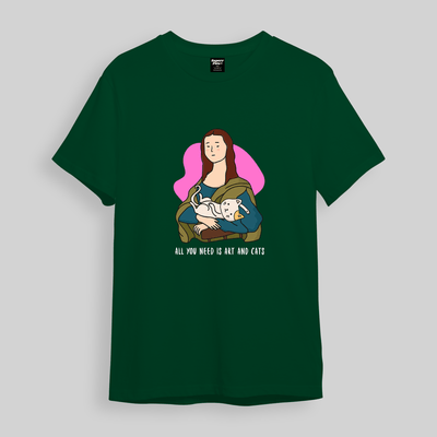 Superr Pets Oversized T-Shirt Oversized T-Shirt / Bottle Green / S All You Need Is Art & Cats | Oversized T-Shirt