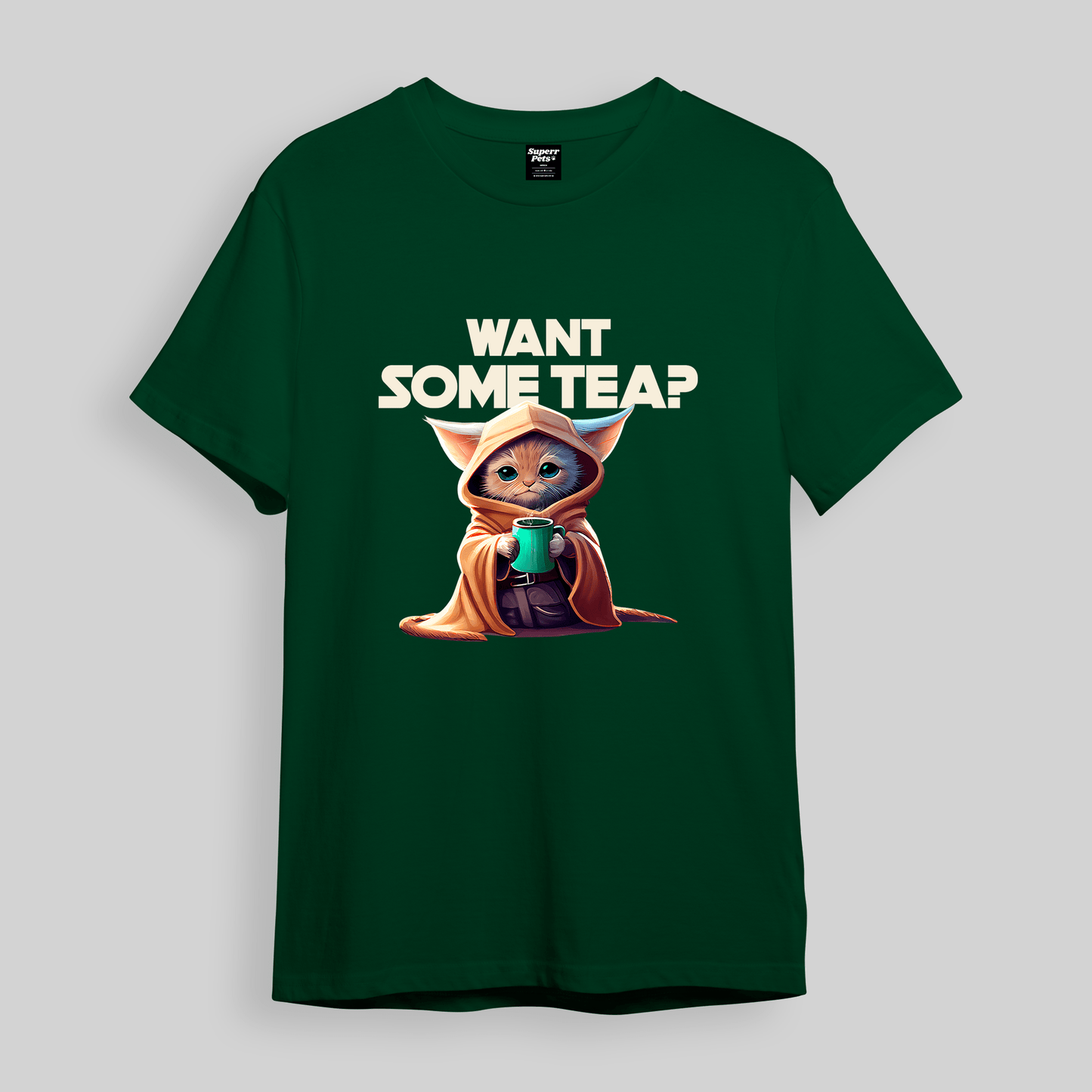 Superr Pets Oversized T-Shirt Oversized T-Shirt / Bottle Green / S Want Some Tea | Oversized T-Shirt