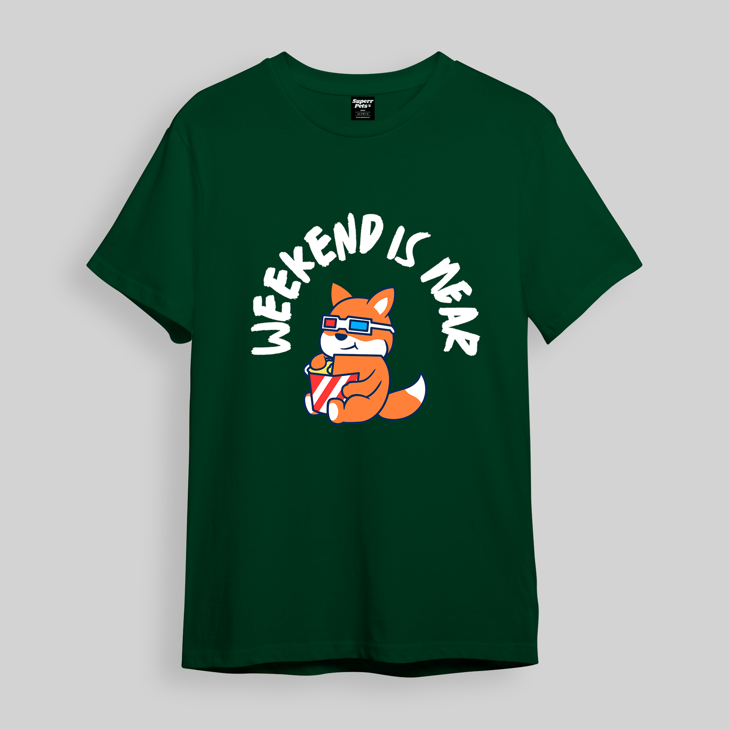 Superr Pets Oversized T-Shirt Oversized T-Shirt / Bottle Green / S Weekend Is Near | Oversized T-Shirt