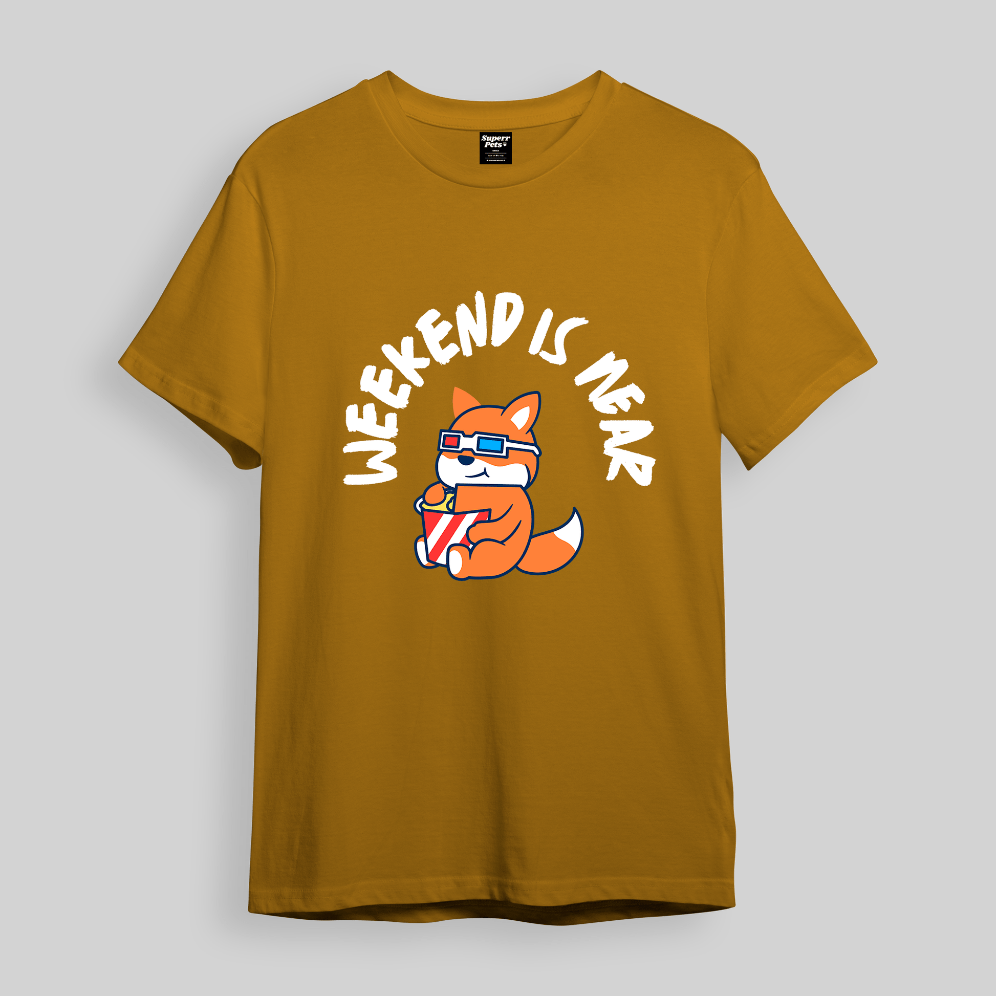 Superr Pets Oversized T-Shirt Oversized T-Shirt / Mustard Yellow / S Weekend Is Near | Oversized T-Shirt