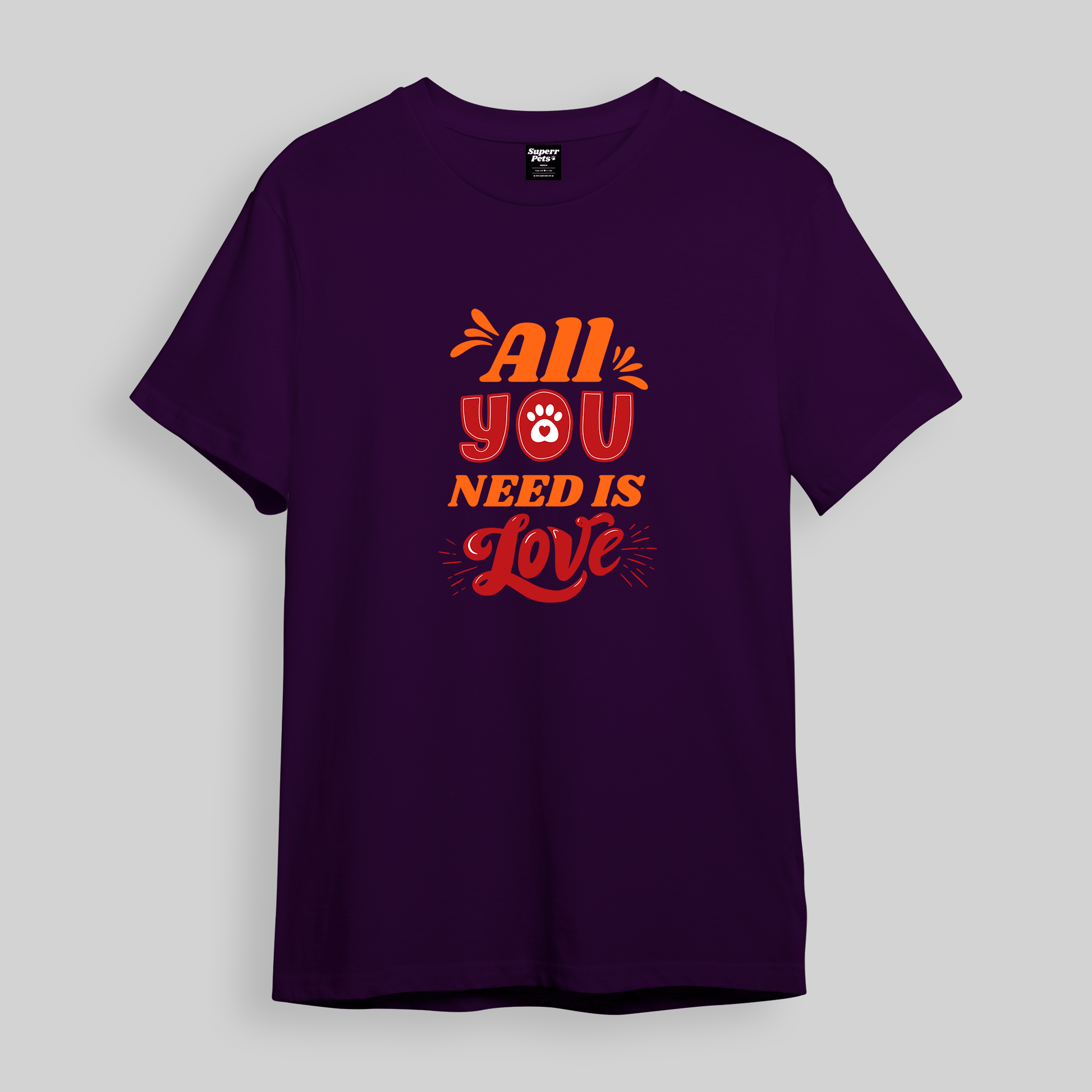 Superr Pets Oversized T-Shirt Oversized T-Shirt / Purple / S All You Need Is Love | Oversized T-Shirt
