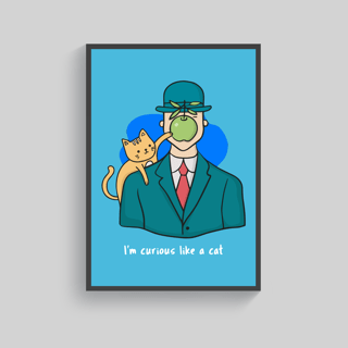 Superr Pets Poster A3 / Framed I'm Curious Like A Cat | Wall Poster