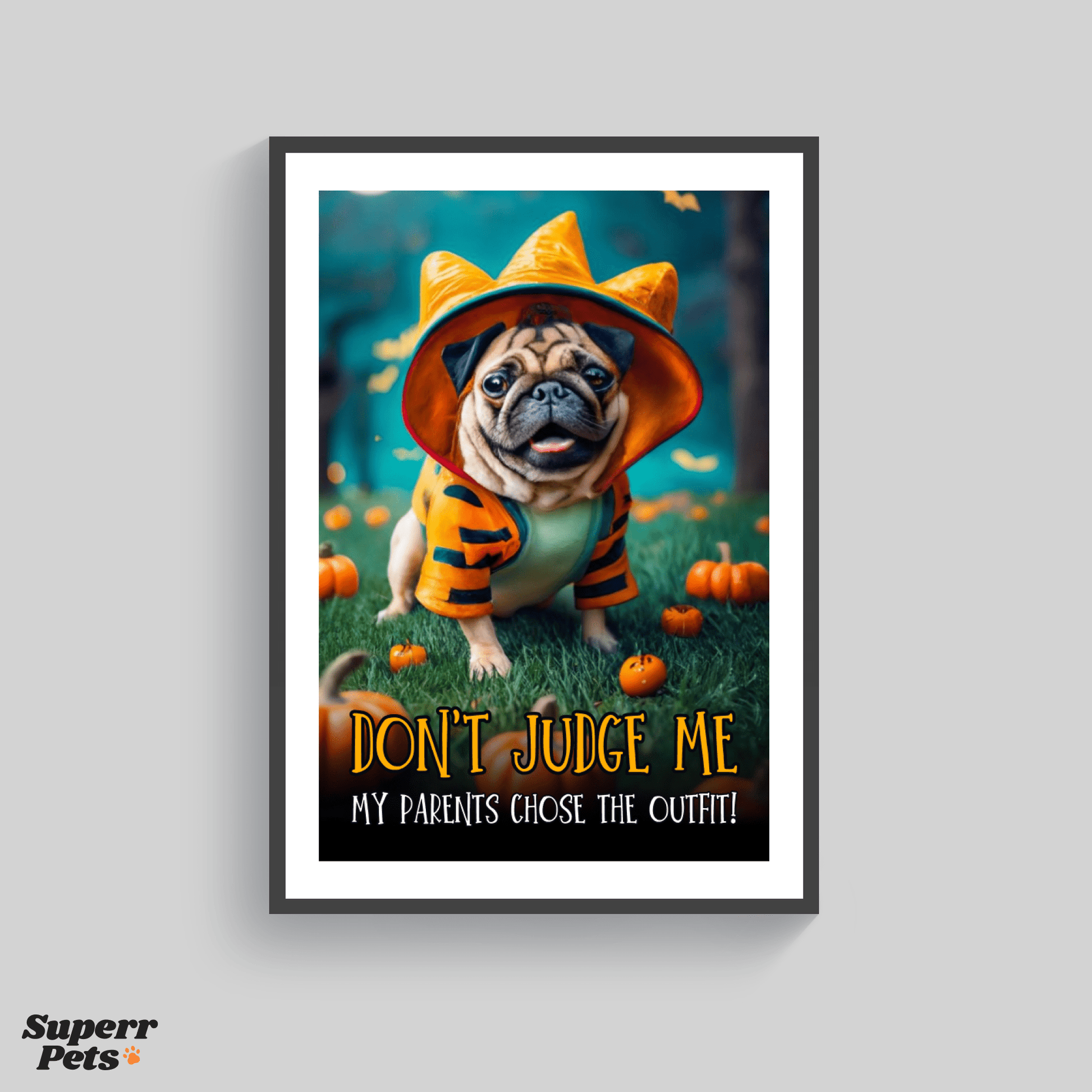 Superr Pets Poster Halloween Pug | Wall Poster | Superr Real Edition