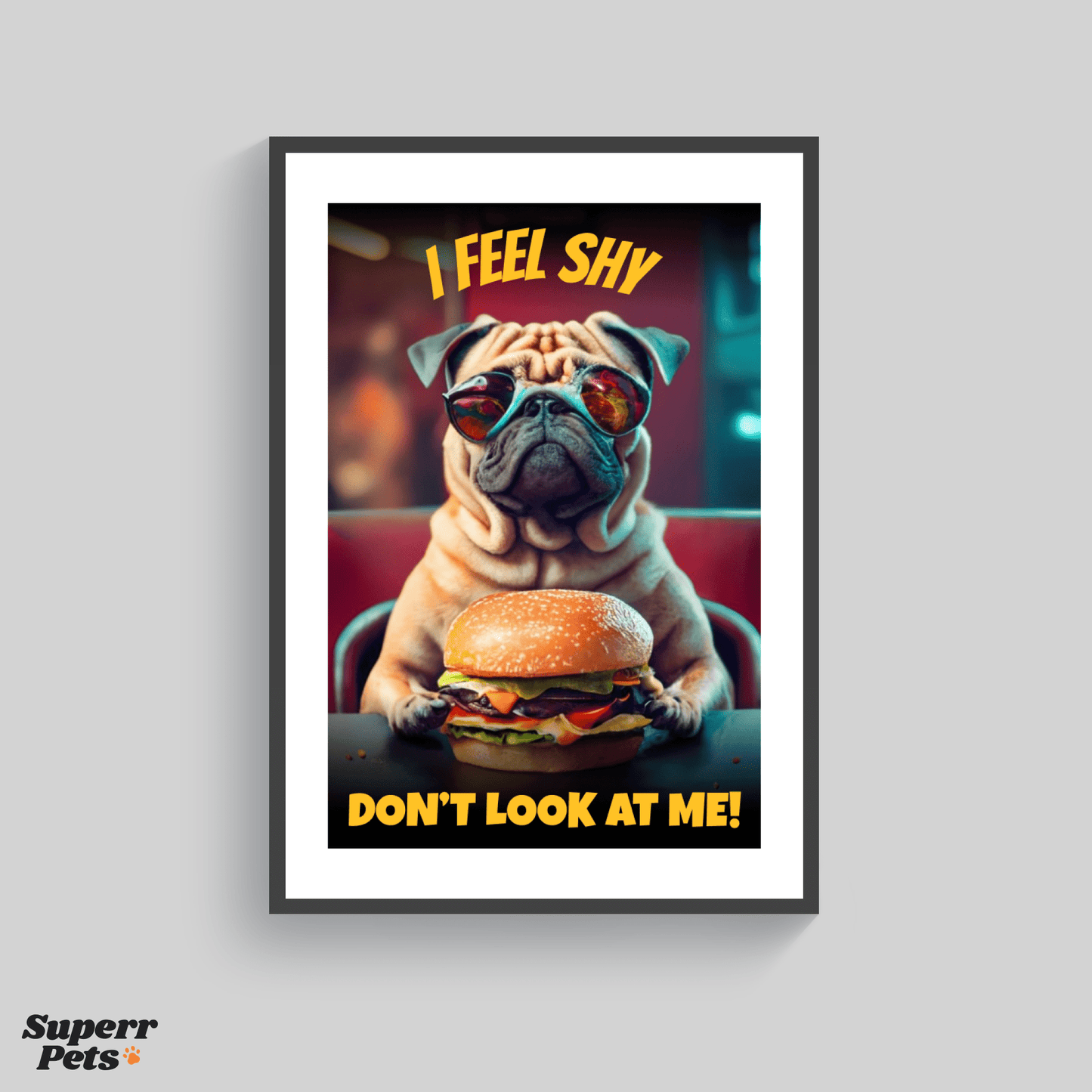 Superr Pets Poster Hungry Pug | Wall Poster | Superr Real Edition