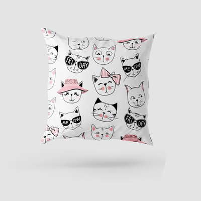 Superr Pets Printed Cushion Cover 16x16 / Single The Many Faces Of Cat | Printed Cushion Cover