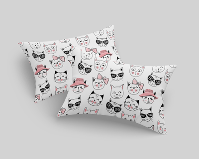 Superr Pets Printed Pillow Cover 18x28 / Set Of 2 The Many Faces Of Cat | Printed Pillow Cover
