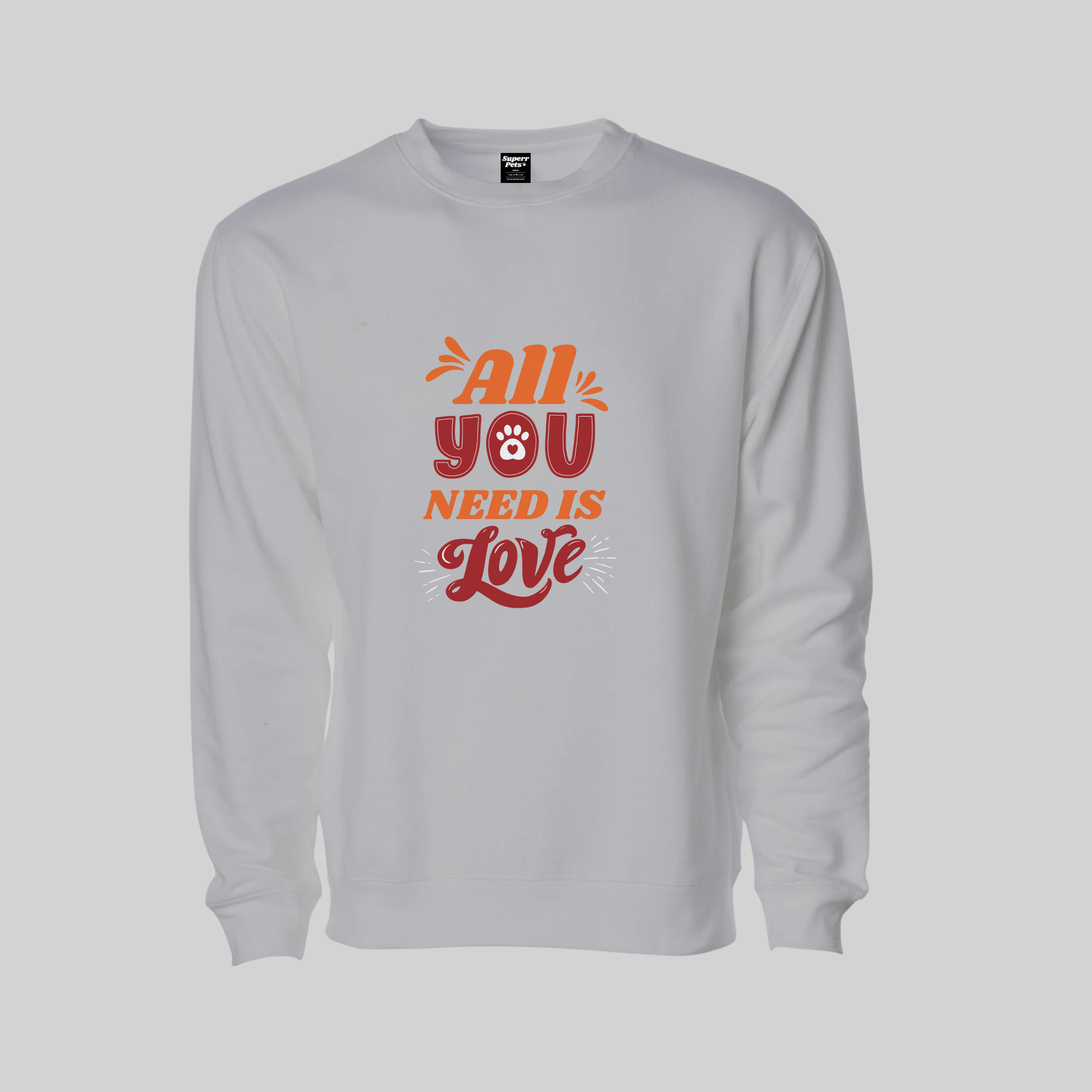Superr Pets Sweatshirt Sweatshirt / Grey Melange / S All You Need Is Love | Sweatshirt