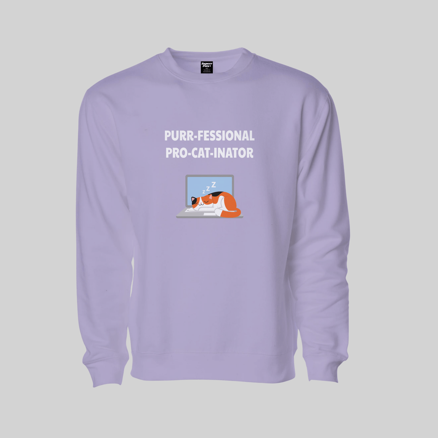 Superr Pets Sweatshirt Sweatshirt / Lavender / S Purfessional Procatinator | Sweatshirt