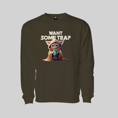 Superr Pets Sweatshirt Sweatshirt / Olive Green / S Want Some Tea | Sweatshirt
