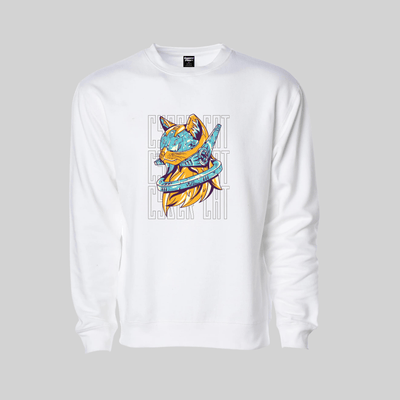Superr Pets Sweatshirt Sweatshirt / White / S Cyber Cat | Sweatshirt