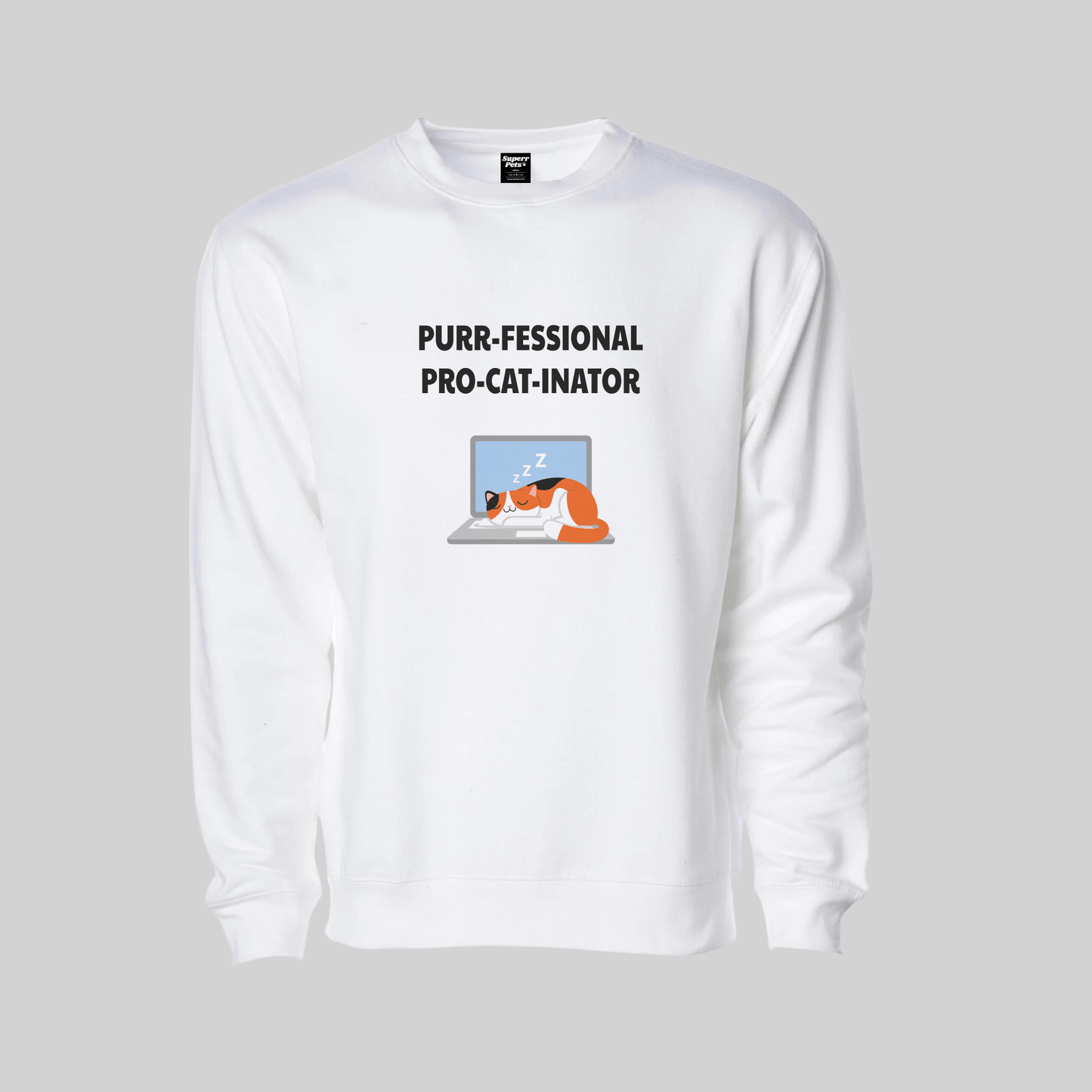 Superr Pets Sweatshirt Sweatshirt / White / S Purfessional Procatinator | Sweatshirt