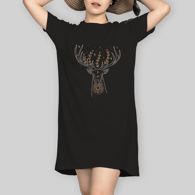 Superr Pets T-Shirt Dress T-Shirt Dress / Black / S Deer | T-Shirt Dress
