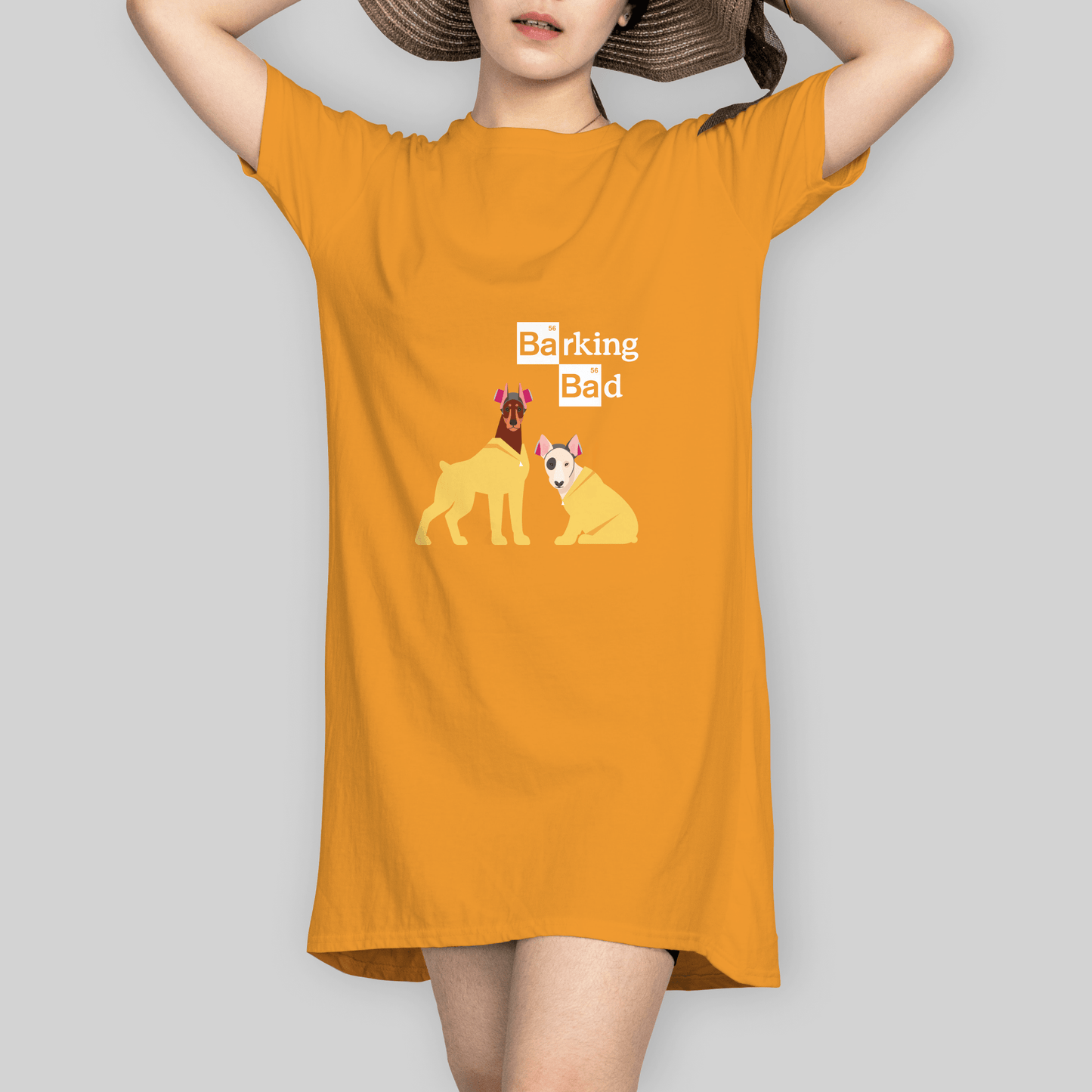 Superr Pets T-Shirt Dress T-Shirt Dress / Golden Yellow / M Barking Bad | T-Shirt Dress