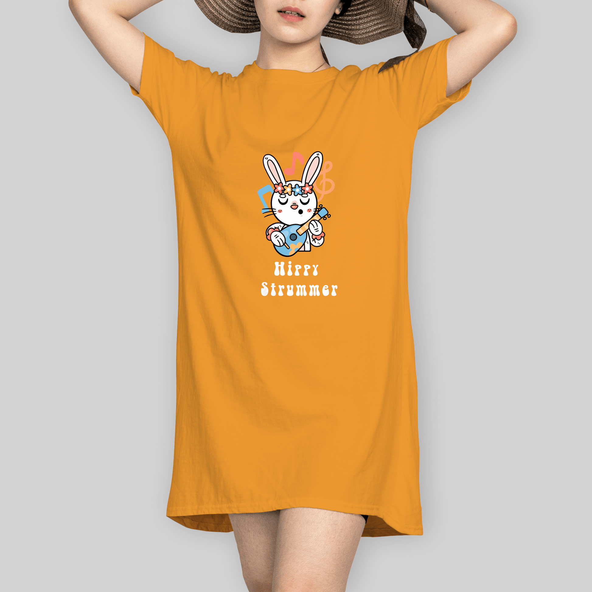 Superr Pets T-Shirt Dress T-Shirt Dress / Golden Yellow / S Hippy Strummer | T-Shirt Dress