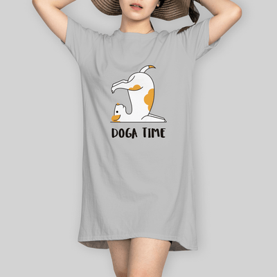 Superr Pets T-Shirt Dress T-Shirt Dress / Grey Melange / S Doga Time | T-Shirt Dress