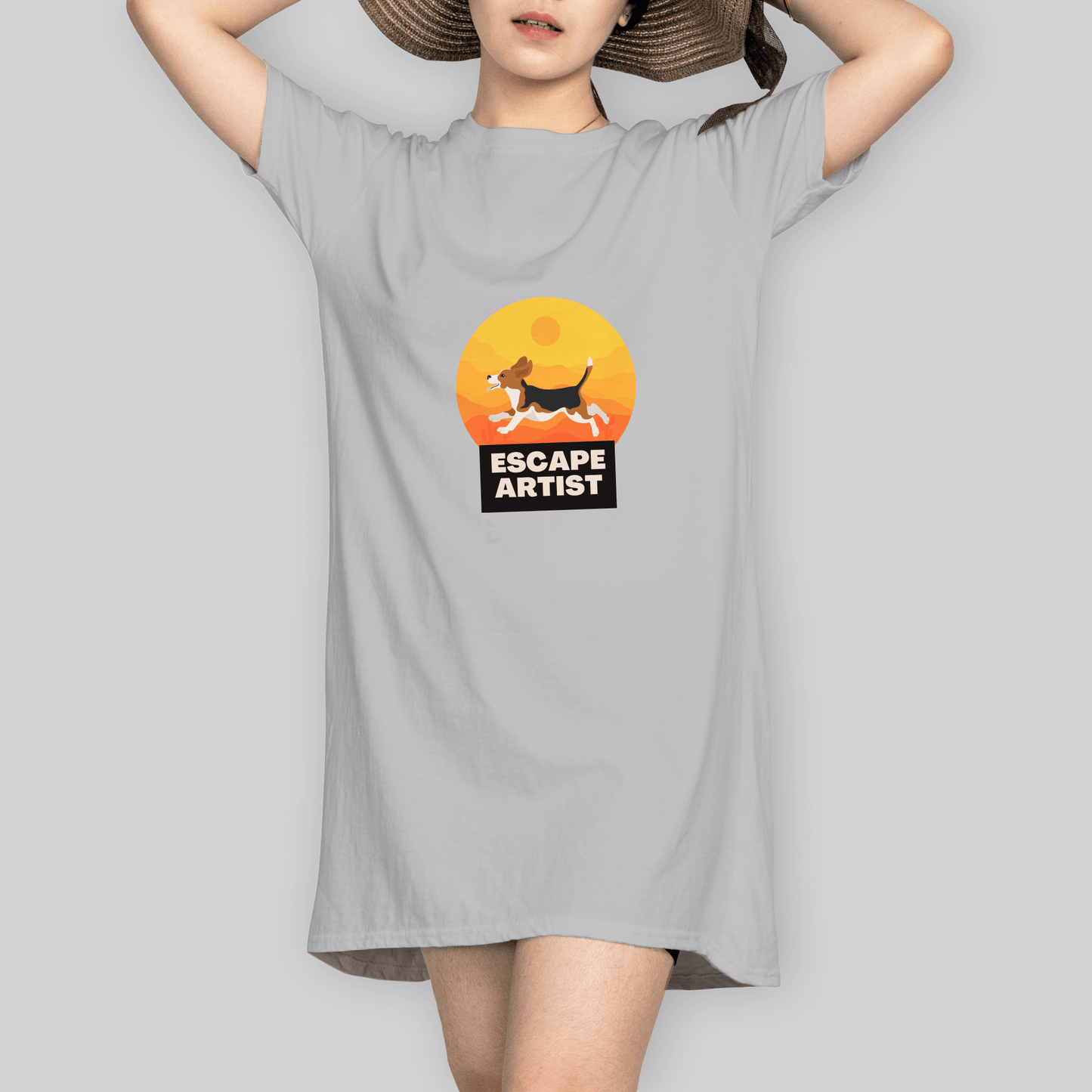 Superr Pets T-Shirt Dress T-Shirt Dress / Grey Melange / S Escape Artist | T-Shirt Dress