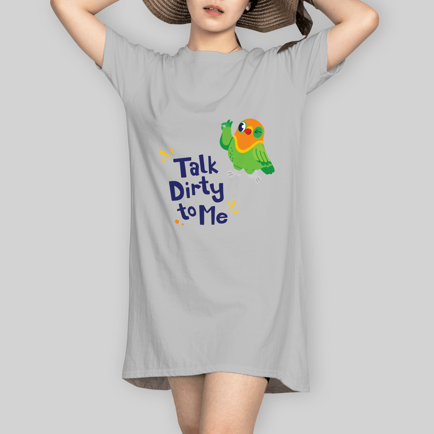 Superr Pets T-Shirt Dress T-Shirt Dress / Grey Melange / S Talk Dirty To Me | T-Shirt Dress